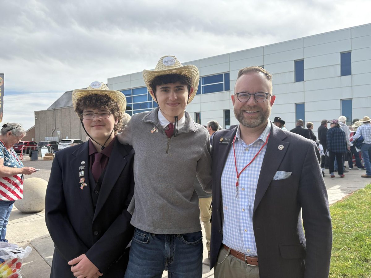Teagan Wells, Abraham Hickson, and House District 54 Representative: Matt Soper, waiting outside of the Massari Arena, on the morning of the Colorado GOP State Assembly.